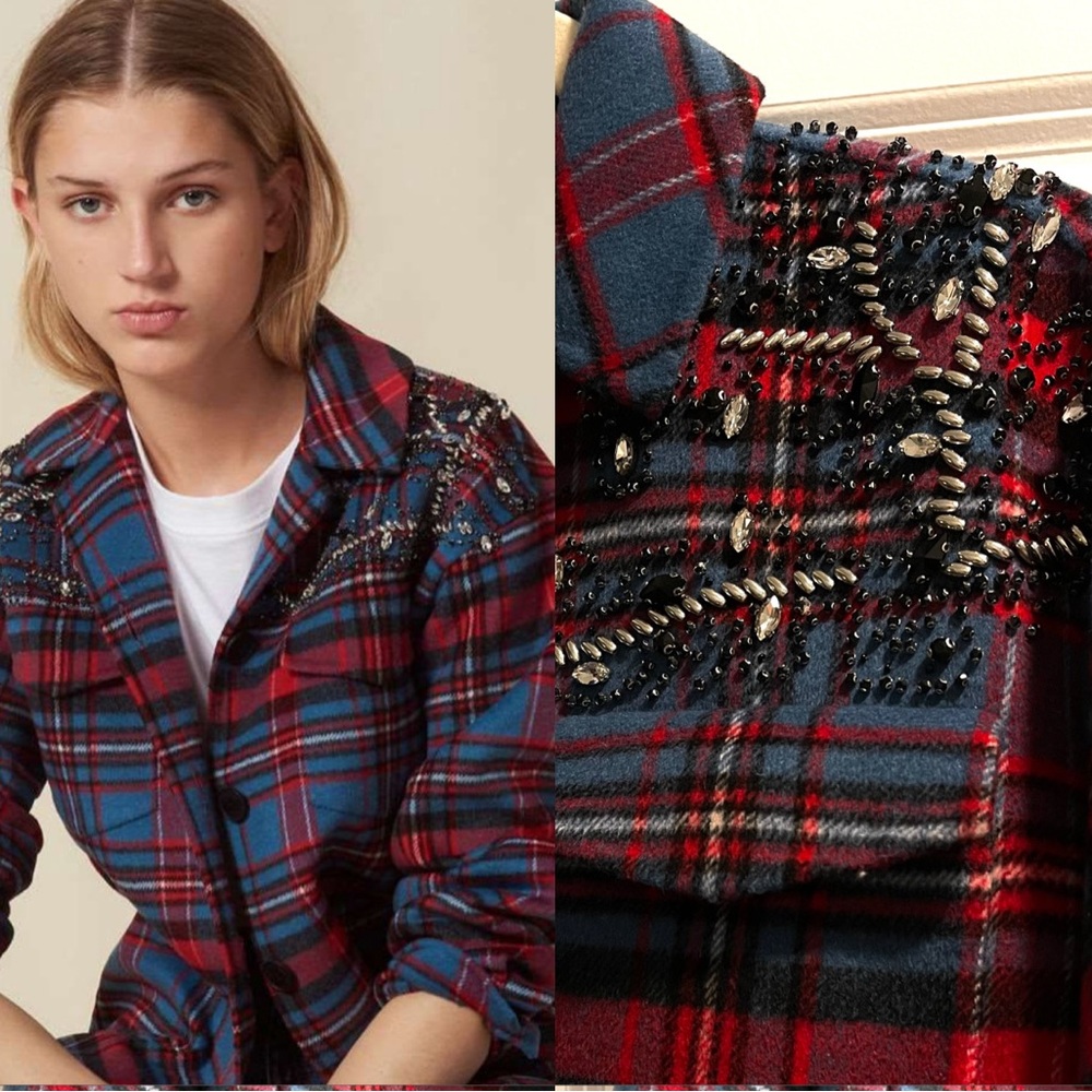 Sandro Embellisher Flannel Jacket